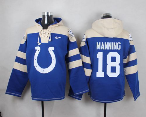Nike Colts #18 Peyton Manning Royal Blue Player Pullover NFL Hoodie - Click Image to Close